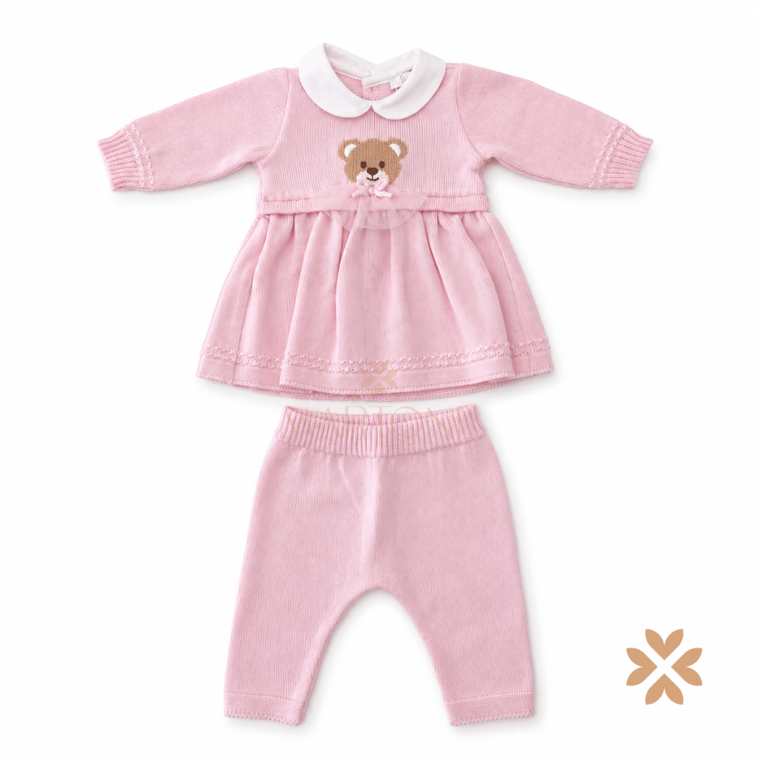 Tutina spezzata Teddy Pink in lana - Primodì Bebè