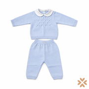 Tutina spezzata in filo cielo con punto smock – Primodì Bebè