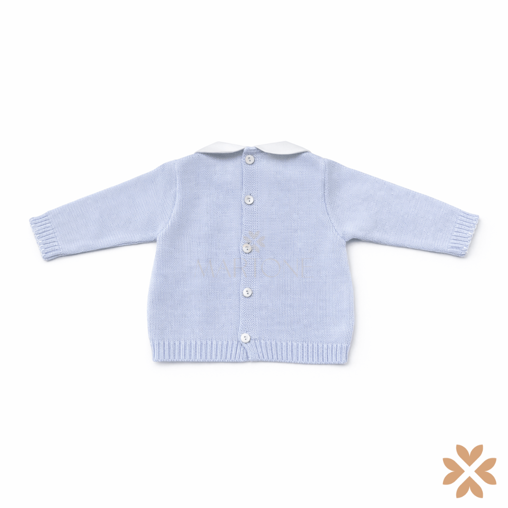 Tutina spezzata in filo cielo con punto smock – Primodì Bebè