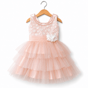 Abito bambina rosa cipria con balze in tulle