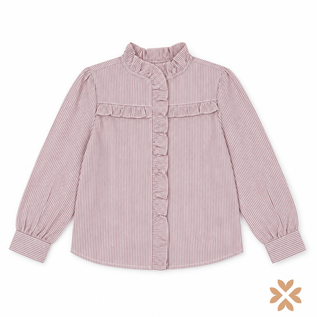 Camicia Bimba a Righe con Volant - Street Monkey