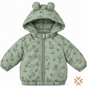 Giubbotto Neonato Verde Salvia con Stampa Animaletti - Street Monkey