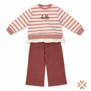 Completo Bimba Hello Autumn con Felpa a Righe e Pantalone Palazzo - Street Monkey