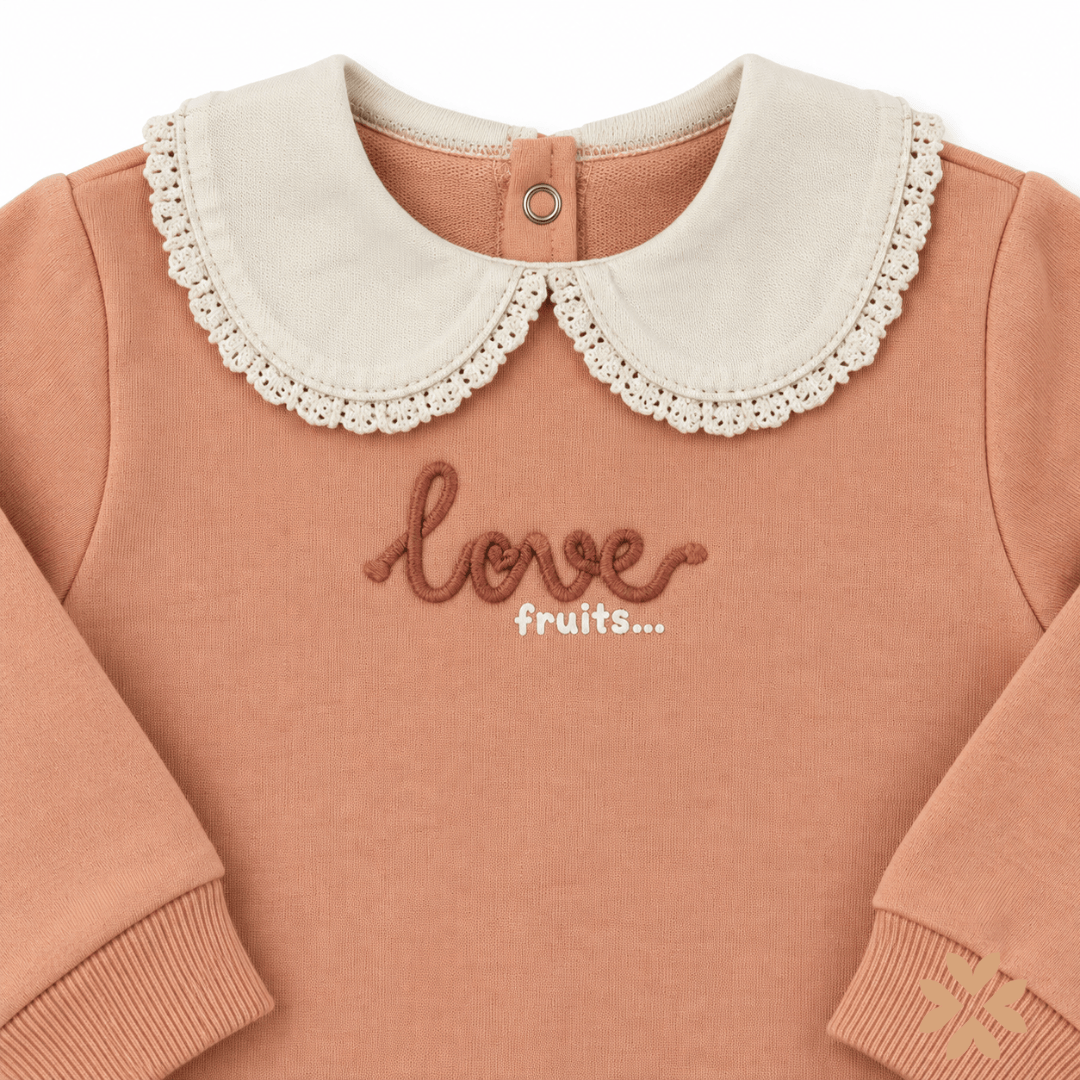 Completo Bimba Love con Colletto e Pantalone Fantasia Ciliegie - Street Monkey