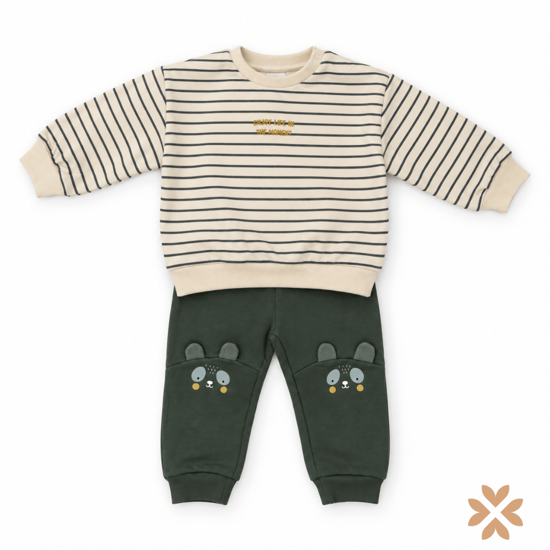 Completo Bimbo a Righe con Pantalone Orsetto - Street Monkey