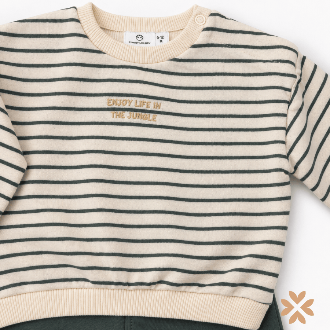 Completo Bimbo a Righe con Pantalone Orsetto - Street Monkey
