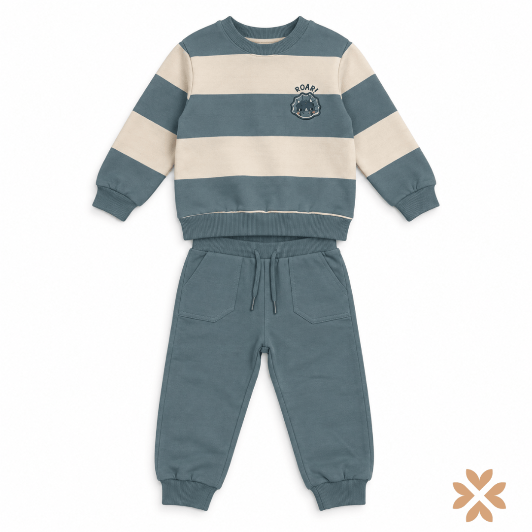 Completo Bimbo con Felpa a Righe e Pantalone Jogger - Street Monkey