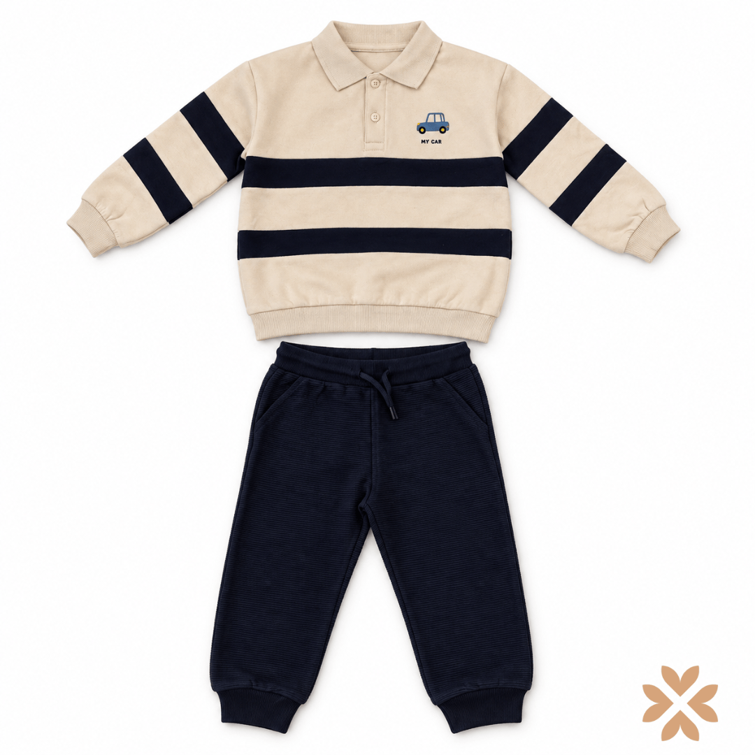 Completo Bimbo con Polo Felpata e Pantalone Blu - Street Monkey