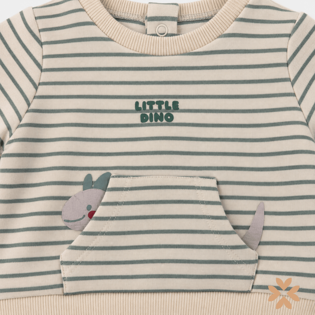 Completo Neonato Little Dino con Felpa a Righe e Pantalone Jogger - Street Monkey