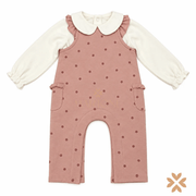 Salopette Rosa con Micro Fiori e Colletto - Street Monkey