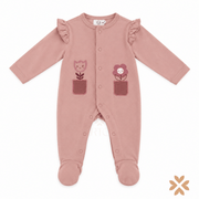 Pigiamino Rosa con Rouches e Fiori - Street Monkey