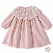 Abito in Velluto con Colletto in Tulle Ricamato - Teto e Tatta