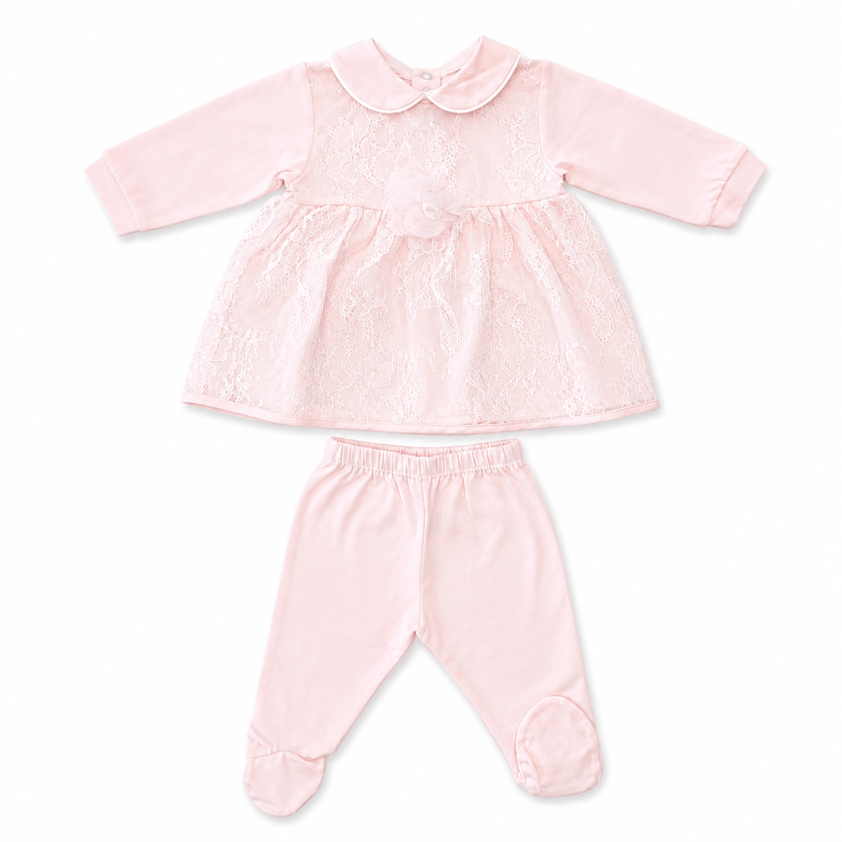 CL3040 - Tutina spezzata in cotone con pizzo Teto e Tatta
