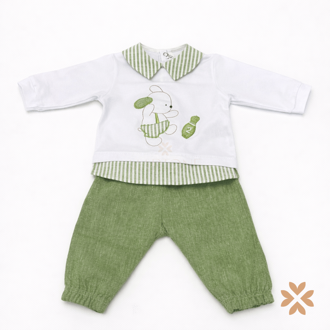Tutina spezzata verde a righe - Teto e Tatta