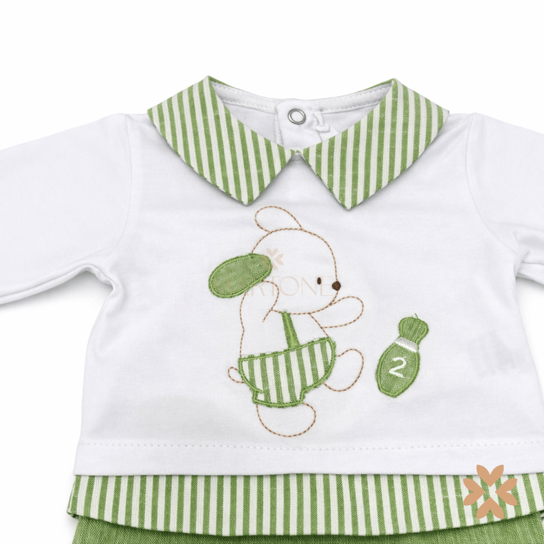 Tutina spezzata verde a righe - Teto e Tatta