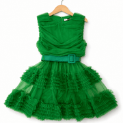 Abito verde in tulle con cintura - To Be Too