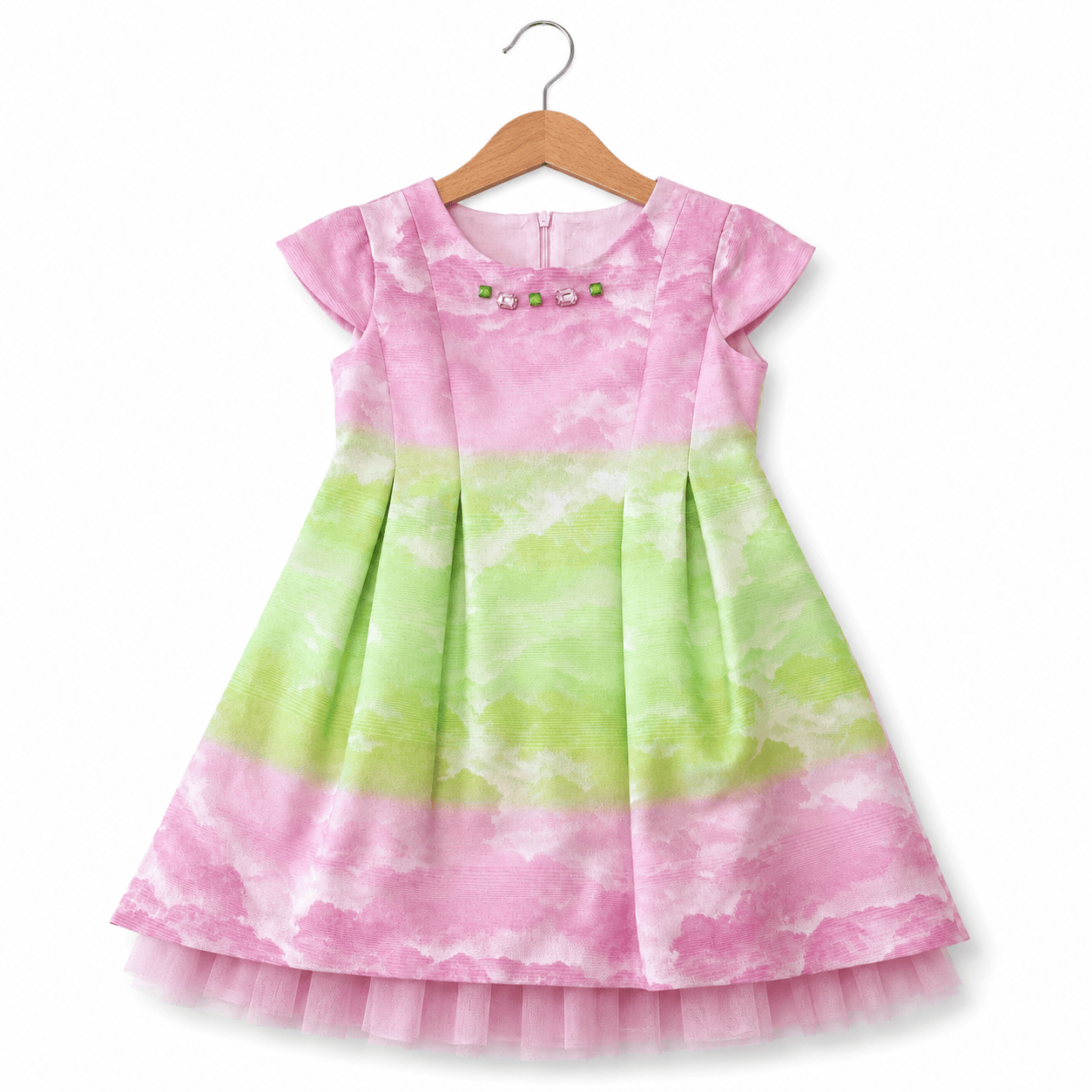 Abito bambina sfumato rosa e verde