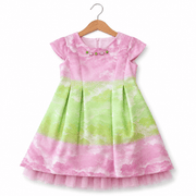 Abito bambina sfumato rosa e verde