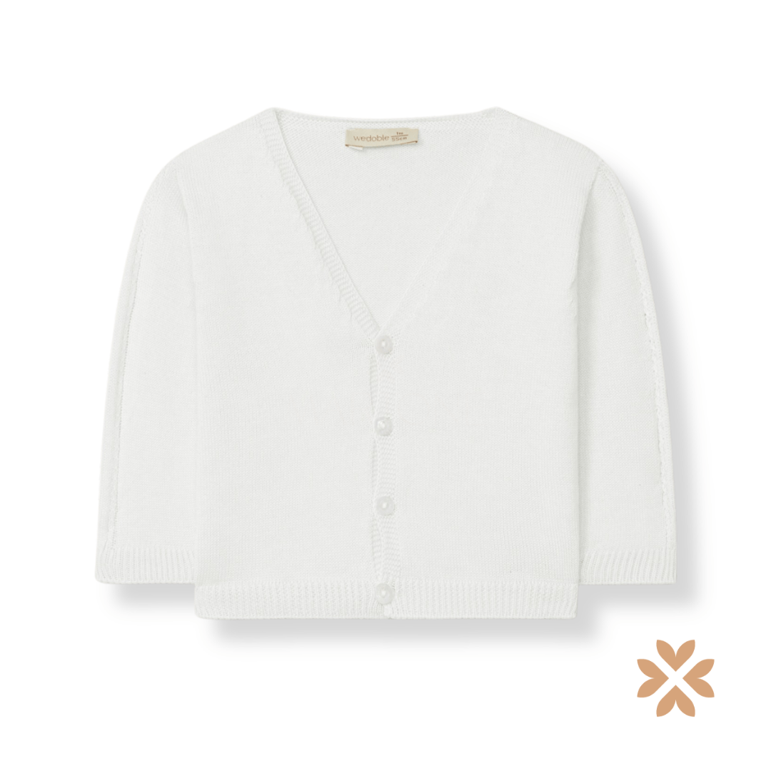 Cardigan bianco scollo a V  - Wedoble