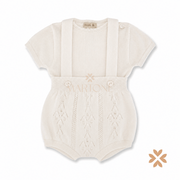 Completo bianco in cotone con bretelle - Wedoble