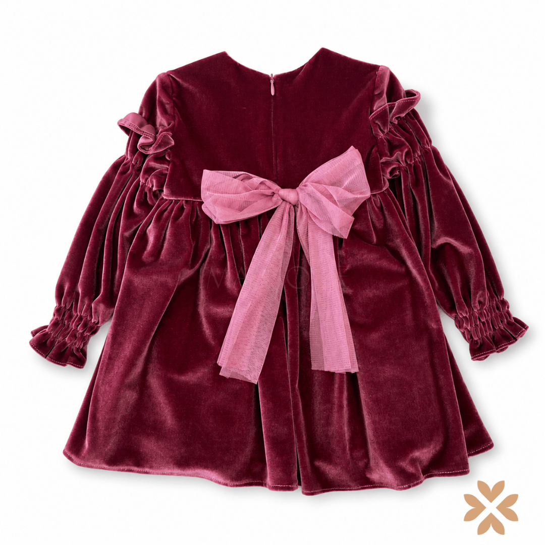Abito in velluto rouches smock - Yoedu