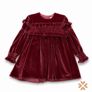 Abito in velluto rouches smock - Yoedu