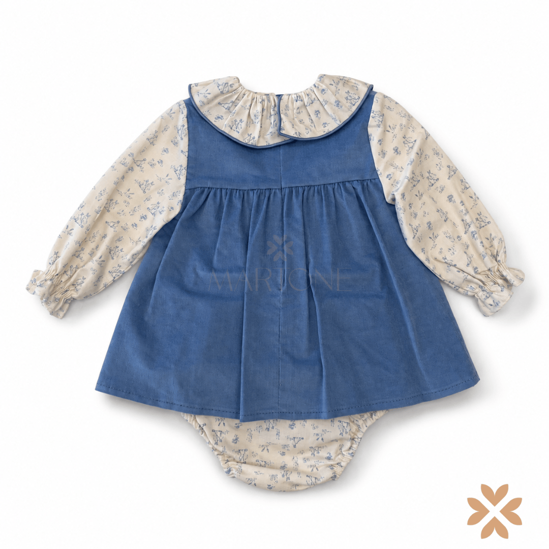 Completo Bimba Blu con Tasche a Cuore - Yoedu