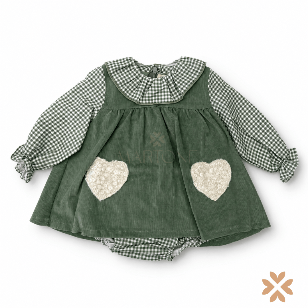 Completo Bimba Verde con Cuori - Yoedu