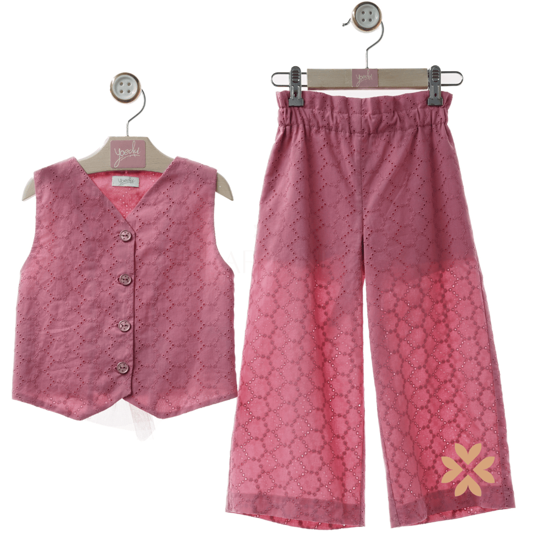 Coordinato sangallo rosa - Yoedu