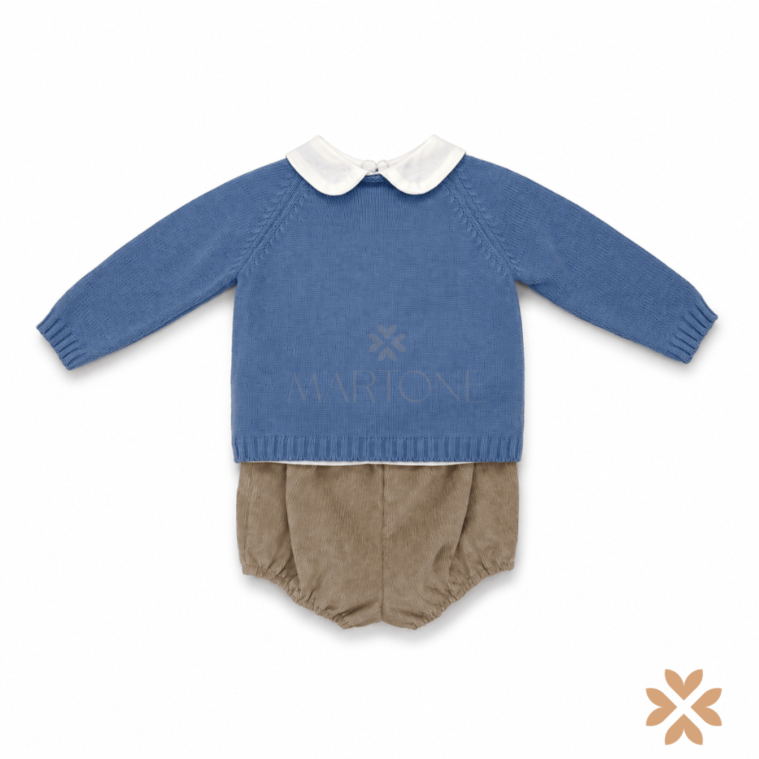 Completo Bimbo Azzurro con Maglioncino Orsetto - Yoedu