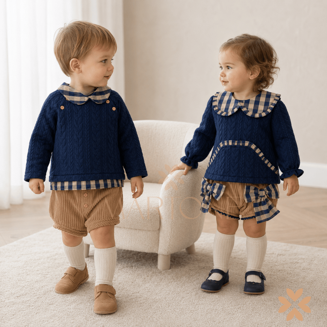Completo Blu con Culotte e Fiocchi - Yoedu