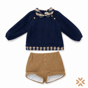 Completo Blu e Pantaloncini Cammello - Yoedu